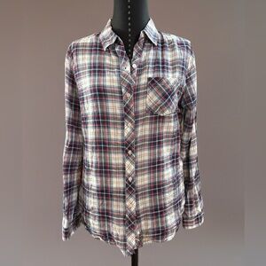 Sandra Ingrish Women's Plaid Button Down Shirt - Red, Blue, and White